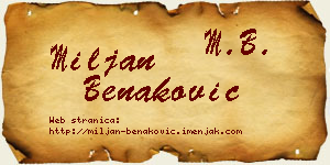 Miljan Benaković vizit kartica